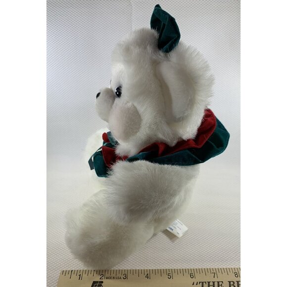 Vintage Dan Dee Holiday White Plush Teddy Bear 10" Christmas Ruffles Bow Stuffed - Picture 10 of 10